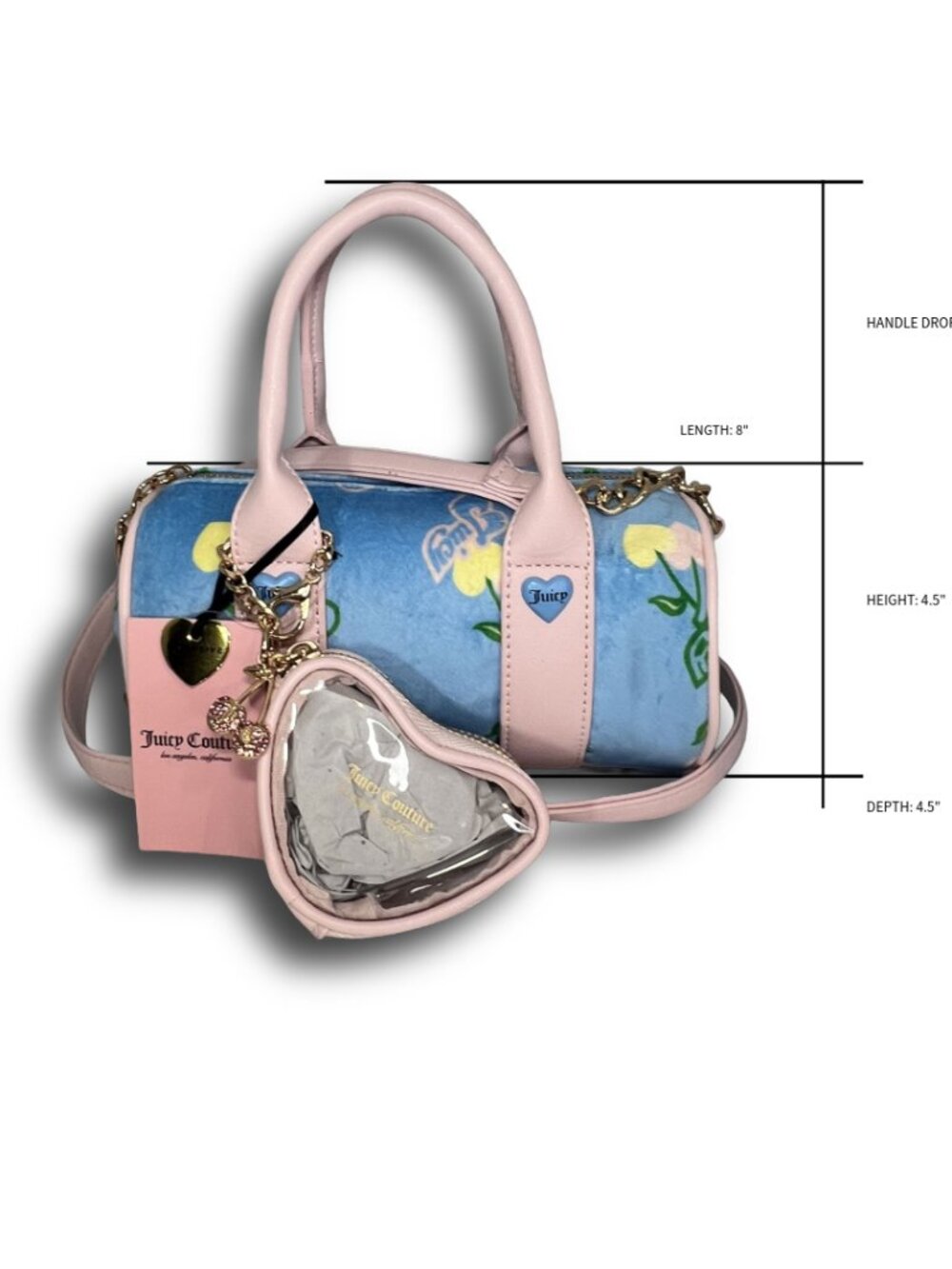 NWT Juicy Couture Retro Cherry Gelato Mini Barrel Bag Crossbody Blue - Picture 7 of 7